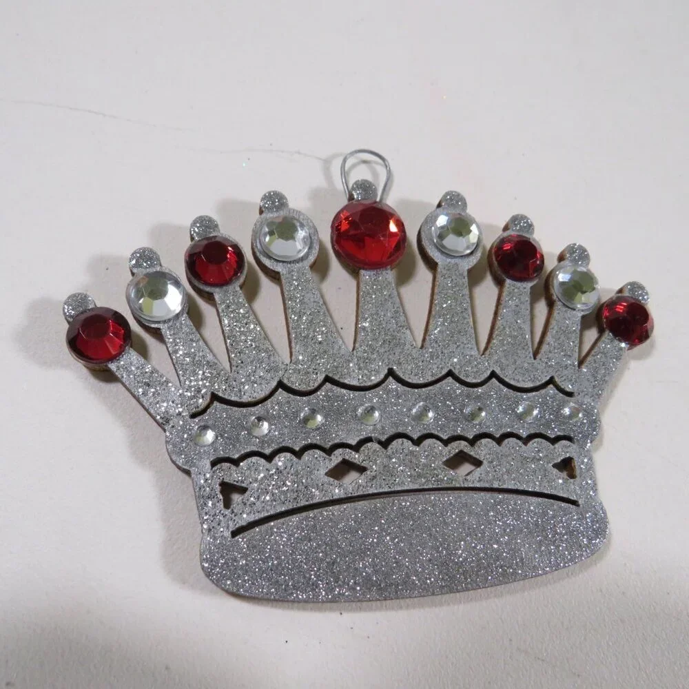 Crown Laser Cut Wooden Ornament Hangs King Queen